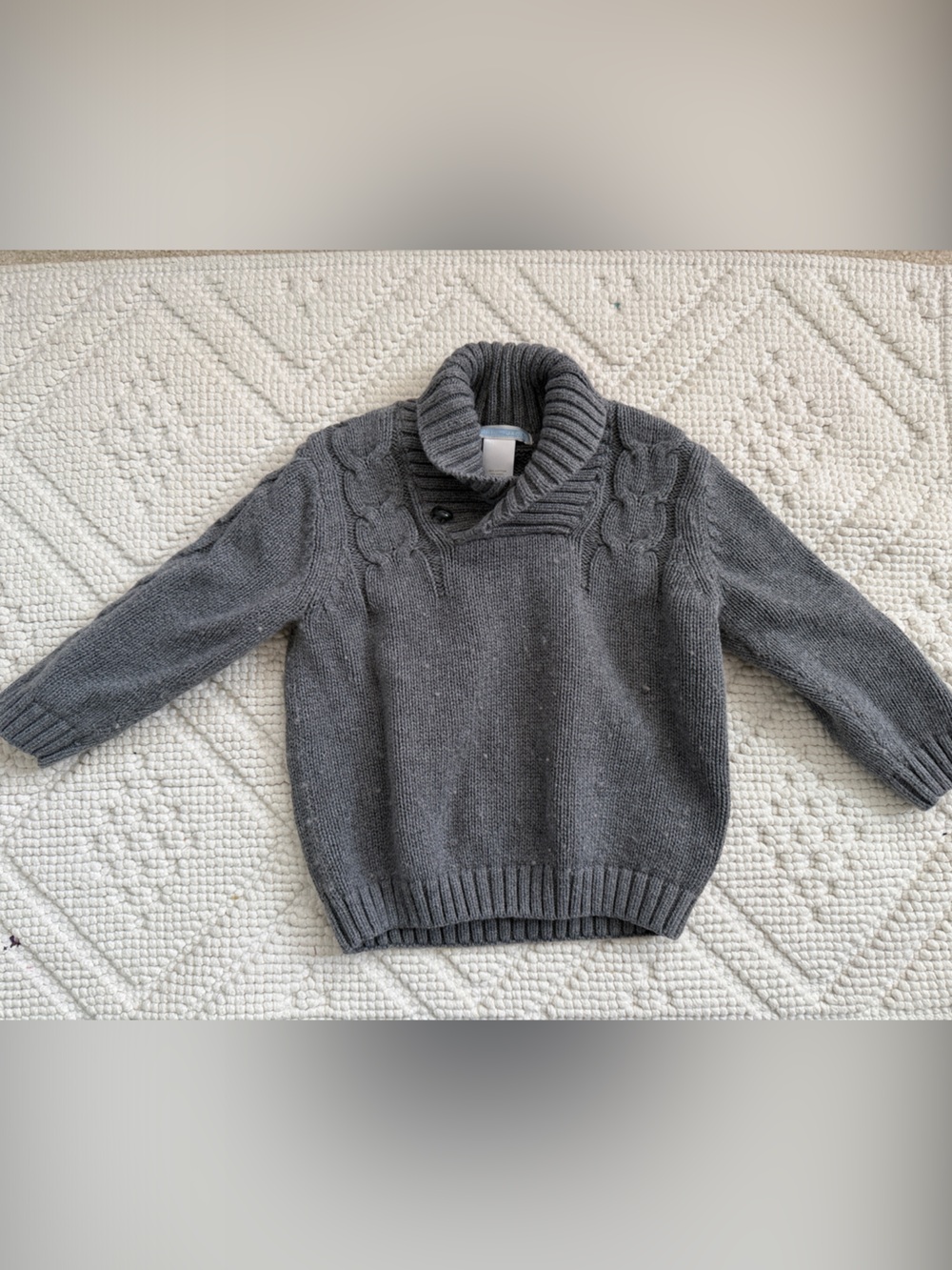 Janie and Jack Gray Cable-Knit Turtleneck Sweater - Size 18-24 months